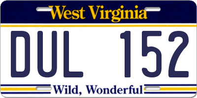 WV license plate DUL152