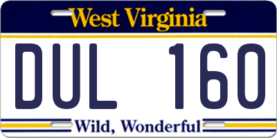 WV license plate DUL160