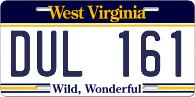 WV license plate DUL161