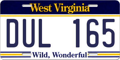 WV license plate DUL165