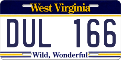 WV license plate DUL166
