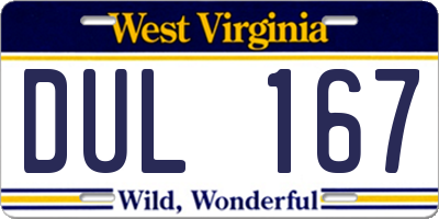 WV license plate DUL167