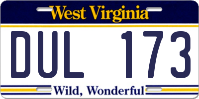 WV license plate DUL173