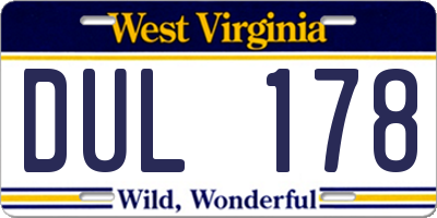 WV license plate DUL178