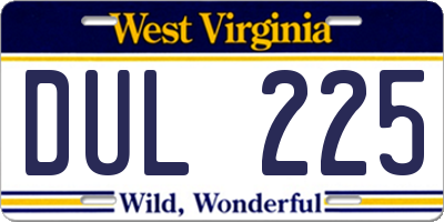 WV license plate DUL225