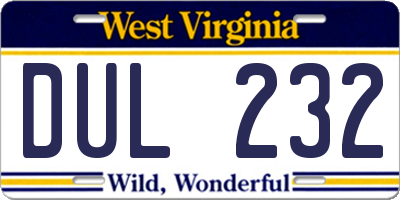 WV license plate DUL232