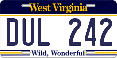 WV license plate DUL242