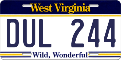 WV license plate DUL244
