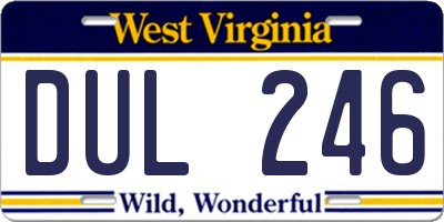 WV license plate DUL246
