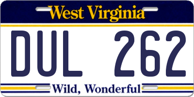 WV license plate DUL262