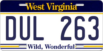 WV license plate DUL263