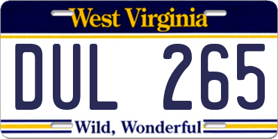 WV license plate DUL265