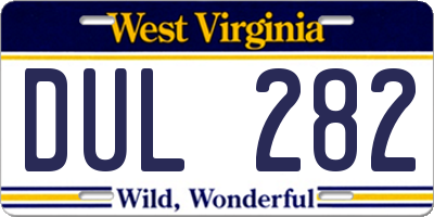 WV license plate DUL282