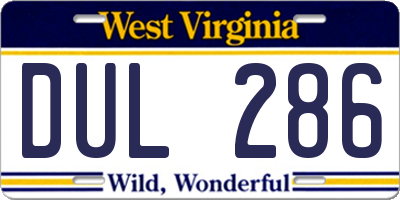 WV license plate DUL286