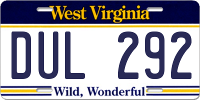 WV license plate DUL292