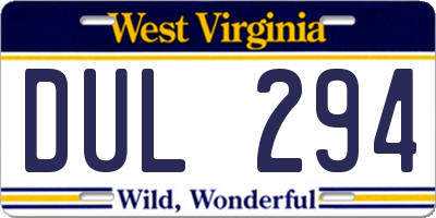 WV license plate DUL294