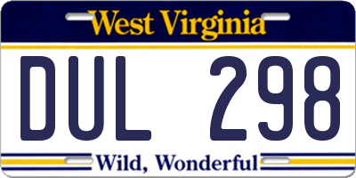 WV license plate DUL298