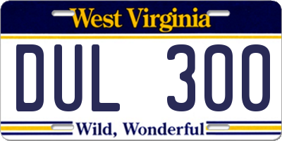 WV license plate DUL300
