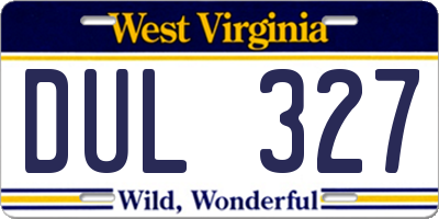 WV license plate DUL327