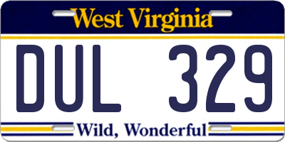 WV license plate DUL329