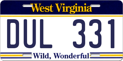 WV license plate DUL331