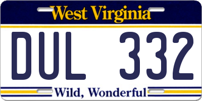 WV license plate DUL332