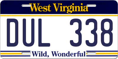 WV license plate DUL338