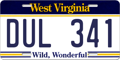WV license plate DUL341