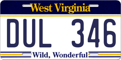 WV license plate DUL346