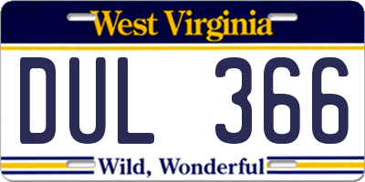 WV license plate DUL366