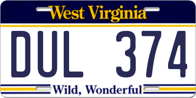 WV license plate DUL374