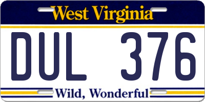 WV license plate DUL376