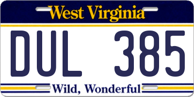 WV license plate DUL385