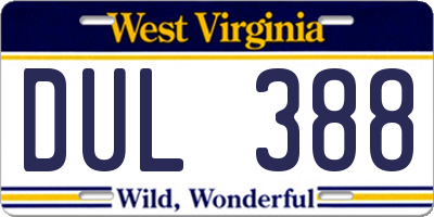 WV license plate DUL388