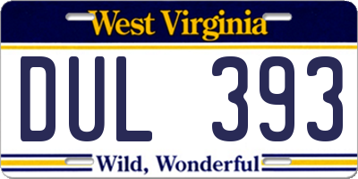 WV license plate DUL393