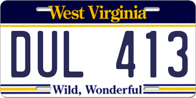 WV license plate DUL413