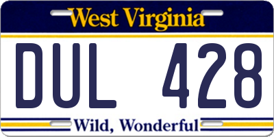 WV license plate DUL428