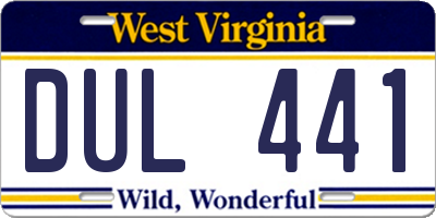WV license plate DUL441