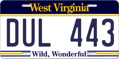 WV license plate DUL443