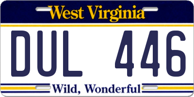 WV license plate DUL446