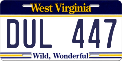 WV license plate DUL447