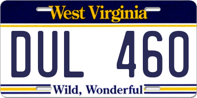 WV license plate DUL460