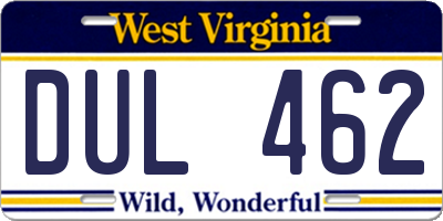 WV license plate DUL462