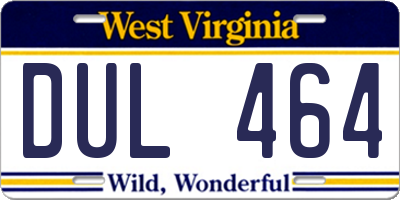 WV license plate DUL464