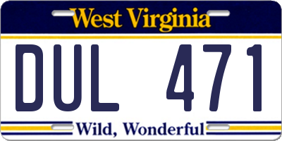 WV license plate DUL471