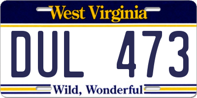 WV license plate DUL473