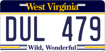 WV license plate DUL479