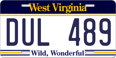 WV license plate DUL489