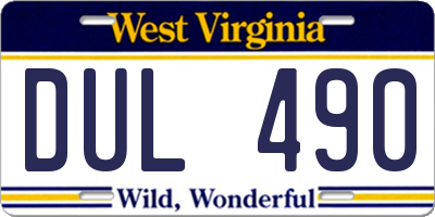 WV license plate DUL490