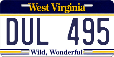 WV license plate DUL495